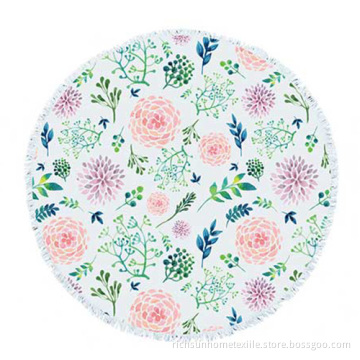 Flower rattan round beach towel